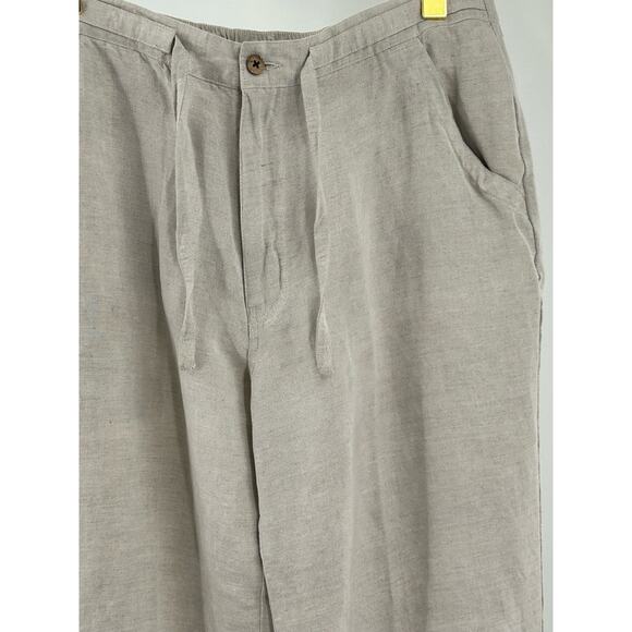 Cubavera Large Medium Linen Blend Pants Beige Drawstring Pull On Beach Summer - Picture 9 of 9